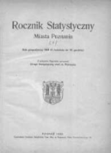 Rocznik Statystyczny Miasta Poznania: rok gospodarczy 1921(1kwietnia do 31 grudnia)