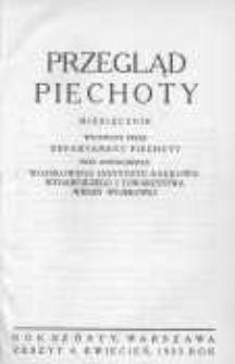 Przegląd Piechoty: miesięcznik wydawany przez Departament Piechoty przy wsp&oacute;łudziale Wojskowego Instytutu Naukowo-Wydawniczego i Towarzystwa Wiedzy Wojskowej 1933 kwiecień R.6 Z.4