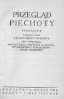 Przegląd Piechoty: miesięcznik wydawany przez Departament Piechoty przy wsp&oacute;łudziale Wojskowego Instytutu Naukowo-Wydawniczego i Towarzystwa Wiedzy Wojskowej 1933 maj R.6 Z.5