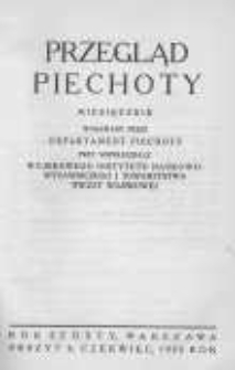 Przegląd Piechoty: miesięcznik wydawany przez Departament Piechoty przy wsp&oacute;łudziale Wojskowego Instytutu Naukowo-Wydawniczego i Towarzystwa Wiedzy Wojskowej 1933 czerwiec R.6 Z.6