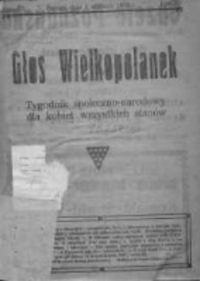 Głos Wielkopolanek: tygodnik społeczno-narodowy dla kobiet wszystkich stan&oacute;w 1922.01.01 R.15 Z.1