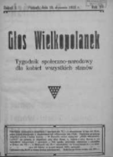 Głos Wielkopolanek: tygodnik społeczno-narodowy dla kobiet wszystkich stan&oacute;w 1922.01.15 R.15 Z.3