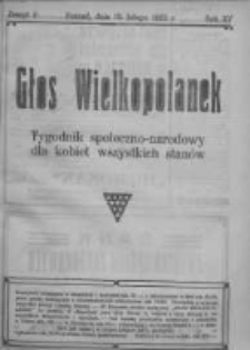 Głos Wielkopolanek: tygodnik społeczno-narodowy dla kobiet wszystkich stan&oacute;w 1922.02.19 R.15 Z.8