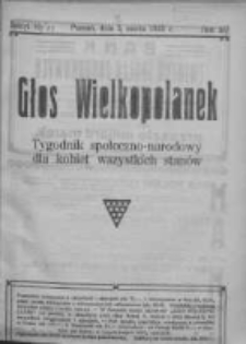 Głos Wielkopolanek: tygodnik społeczno-narodowy dla kobiet wszystkich stan&oacute;w 1922.03.12 R.15 Z.10/11