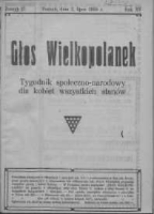Głos Wielkopolanek: tygodnik społeczno-narodowy dla kobiet wszystkich stanów 1922.07.02 R.15 Z.27