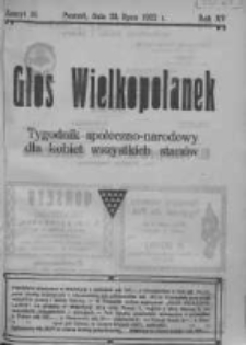 Głos Wielkopolanek: tygodnik społeczno-narodowy dla kobiet wszystkich stanów 1922.07.23 R.15 Z.30