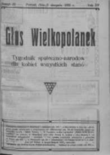 Głos Wielkopolanek: tygodnik społeczno-narodowy dla kobiet wszystkich stan&oacute;w 1922.08.06 R.15 Z.32