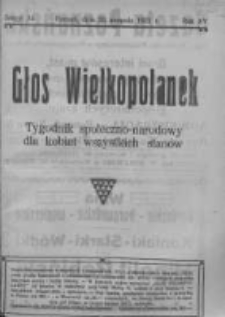 Głos Wielkopolanek: tygodnik społeczno-narodowy dla kobiet wszystkich stanów 1922.08.20 R.15 Z.34