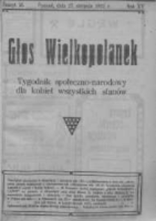 Głos Wielkopolanek: tygodnik społeczno-narodowy dla kobiet wszystkich stan&oacute;w 1922.08.27 R.15 Z.35