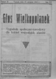 Głos Wielkopolanek: tygodnik społeczno-narodowy dla kobiet wszystkich stanów 1922.08.27 R.15 Z.35