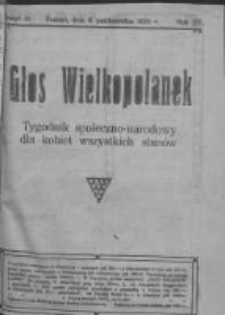 Głos Wielkopolanek: tygodnik społeczno-narodowy dla kobiet wszystkich stanów 1922.10.08 R.15 Z.41