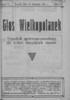 Głos Wielkopolanek: tygodnik społeczno-narodowy dla kobiet wszystkich stanów 1922.11.19 R.15 Z.47