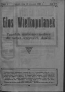 Głos Wielkopolanek: tygodnik społeczno-narodowy dla kobiet wszystkich stanów 1923.01.21 R.16 Z.3