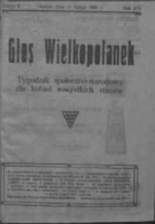 Głos Wielkopolanek: tygodnik społeczno-narodowy dla kobiet wszystkich stan&oacute;w 1923.02.11 R.16 Z.6