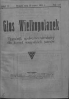 Głos Wielkopolanek: tygodnik społeczno-narodowy dla kobiet wszystkich stanów 1923.03.25 R.16 Z.12