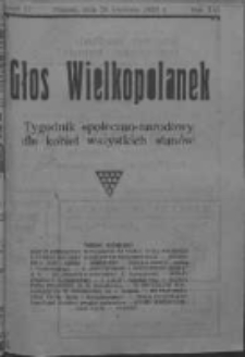 Głos Wielkopolanek: tygodnik społeczno-narodowy dla kobiet wszystkich stanów 1923.04.29 R.16 Z.17