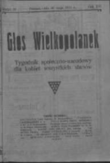 Głos Wielkopolanek: tygodnik społeczno-narodowy dla kobiet wszystkich stanów 1923.05.20 R.16 Z.20