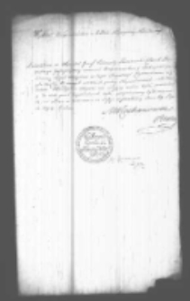 Zaświadczenie Wydziału Bezpieczeństwa w Radzie Najwyższej Narodowej dot. J&oacute;zefa Kalasantego Szaniawskiego członka Deputacyi Indagacyjnej