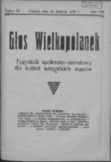 Głos Wielkopolanek: tygodnik społeczno-narodowy dla kobiet wszystkich stan&oacute;w 1923.08.19 R.16 Z.33
