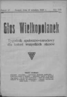 Głos Wielkopolanek: tygodnik społeczno-narodowy dla kobiet wszystkich stanów 1923.09.16 R.16 Z.37