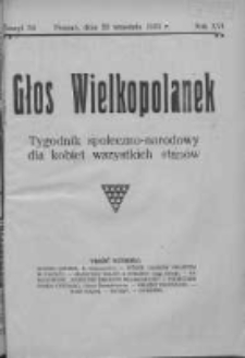 Głos Wielkopolanek: tygodnik społeczno-narodowy dla kobiet wszystkich stanów 1923.09.23 R.16 Z.38