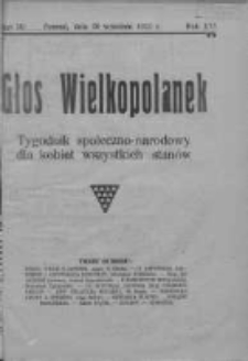 Głos Wielkopolanek: tygodnik społeczno-narodowy dla kobiet wszystkich stan&oacute;w 1923.09.30 R.16 Z.39