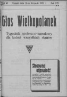 Głos Wielkopolanek: tygodnik społeczno-narodowy dla kobiet wszystkich stanów 1923.11.18 R.16 Z.46