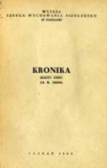 Kronika. Wyższa Szkoła Wychowania Fizycznego w Poznaniu Z.8 1963/64