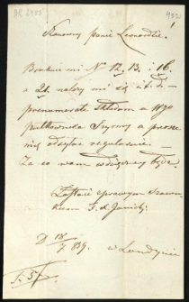 List od Janickiego Franciszka