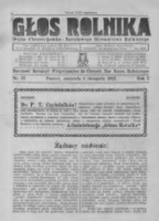Głos Rolnika. Organ Chrześcijańsko-Narodowego Stronnitwa Rolniczego. R. I. 1921. Nr. 27
