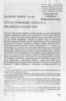 Tytuł pomorski Adolfa V, hrabiego Holsztynu