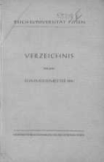 Personen- und Vorlesungs-Verzeichnis der Reichsuniversit&auml;t Posen. Verzeichnis fűr das Sommersemester 1941