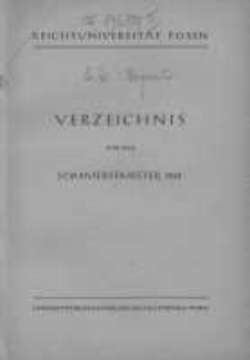 Personen- und Vorlesungs-Verzeichnis der Reichsuniversität Posen. Verzeichnis fűr das Sommersemester 1942