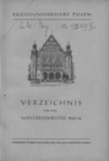 Personen- und Vorlesungs-Verzeichnis der Reichsuniversität Posen. Verzeichnis fűr das Wintersemester 1943/44