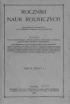 Roczniki Nauk Rolniczych. T. IV. 1909. Zeszyt1