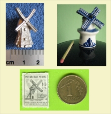 Miniaturki, Biżuteria z wizerunkiem wiatraków ; Miniature windmills, Jewellery