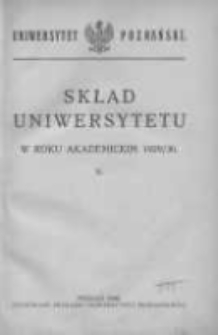 Uniwersytet Poznański: skład osobowy: rok akademicki 1929/30