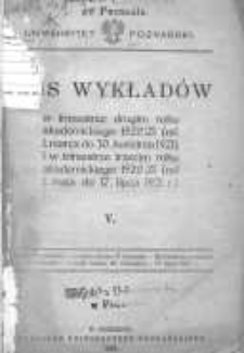 Uniwersytet Poznański: spis wykład&oacute;w w trimestrze drugim roku akademickiego 1920/21 (od 1 marca do 30 kwietnia 1921) i w trimestrze trzecim roku akademickiego 1920/21 (od 1 maja do 17 lipca 1921)