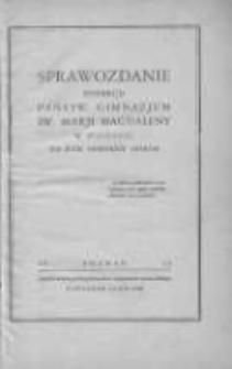 Sprawozdanie Dyrekcji Państwowego Gimnazjum Św. Marji Magdaleny w Poznaniu za rok szkolny 1928/29