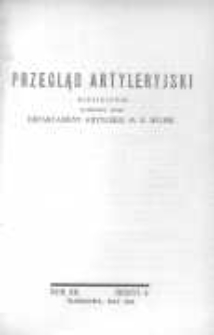Przegląd Artyleryjski: miesięcznik wydawany przez Departament Artylerji Ministerstwa Spraw Wojskowych 1934 maj R.12 Z.5