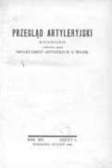 Przegląd Artyleryjski: miesięcznik wydawany przez Departament Artylerji Ministerstwa Spraw Wojskowych 1936 styczeń R.14 Z.1