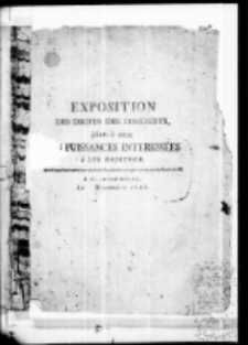 Exposition des droits des dissidents joints a ceux des puissances interessees a les maintenir