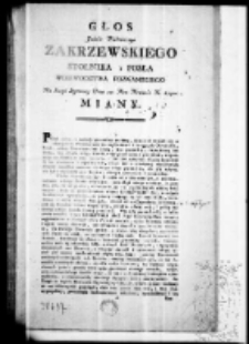 Głos Jasnie Wielmożnego Zakrzewskiego stolnika y posła woiewodztwa poznańskiego. Na sessyi seymowey dnia 20 Mca września r. 1790 miany