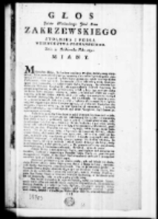 Głos Jaśnie Wielmożnego Jmci Pana Zakrzewskiego stolnika y posła woiewodztwa poznanskiego. Dnia 7 października roku 1790. miany