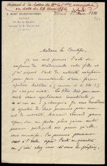 List do Zamoyskiej Jadwigii od do Peyrond G.
