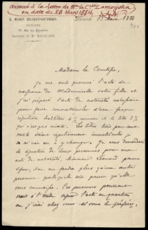 List do Zamoyskiej Jadwigii od do Peyrond G.