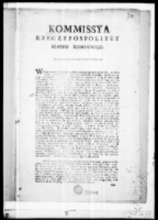 Obwieszczenie o zapadłym prawie pozwolenia puszczenia kuźnic w dobrach dawniey do biskupstwa krakowskiego należących, na fabryki k&oacute;ssowe
