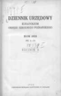 Dziennik Urzędowy Kuratorjum Okręgu Szkolnego Poznańskiego 1933.01.18 R.10 Nr1