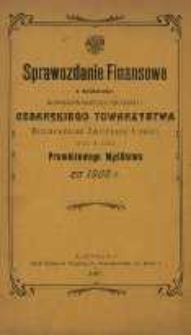 Sprawozdanie finansowe z działalności Warszawskiego Oddziału Cesarskiego Towarzystwa Rozmnażania Zwierzyny Łownej i Prawidłowego Myślistwa za 1906 r.