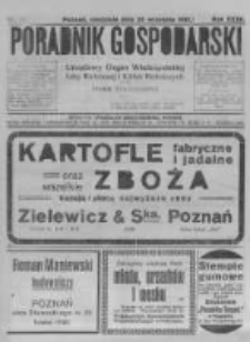 Poradnik Gospodarski. Pismo Tygodniowe. 1921.09.25 R.32 nr39